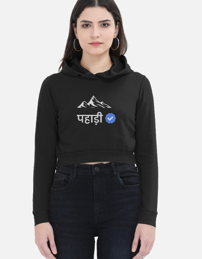 Verified Pahadi – Premium Women's Cropped Hoodie